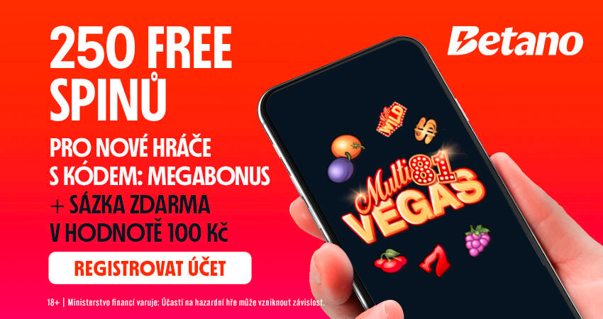 Registrace s promo kódem MEGABONUS v casinu Betano