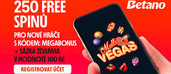 Registrace s promo kódem MEGABONUS v casinu Betano