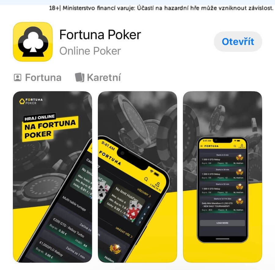 Fortuna Poker App pro iOS