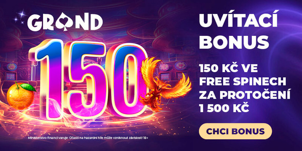 GrandWin casino bonus za registraci – 150 free spinů