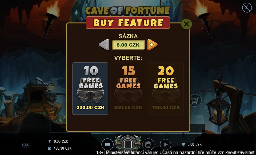 Bonus buy funkce na automatu Cave of Fortune