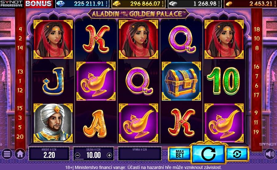 Přijďte si pro 10 free spinů do hry Aladdin and the Golden Palace