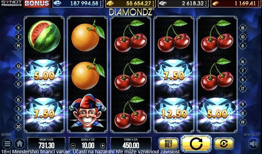 Diamondz: výherní automat s bonusem ZDARMA