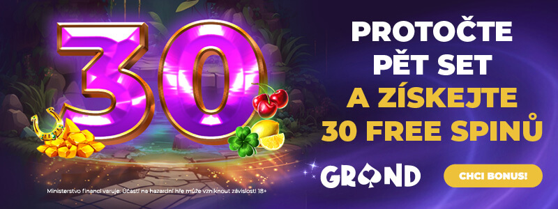 30 free spinů za pětikilo u Grandwinu