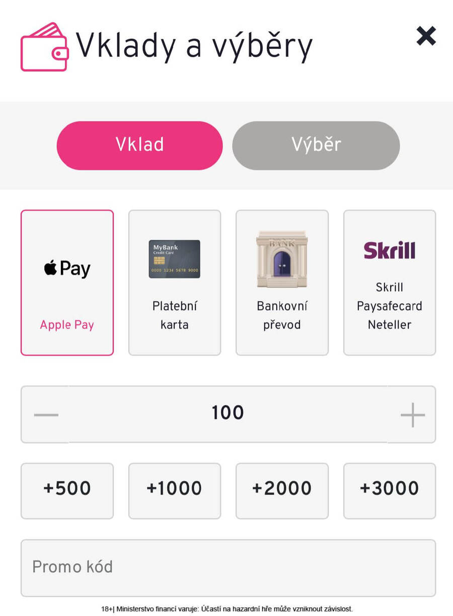 Apple Pay v casinu Apollo Games